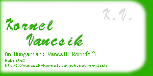 kornel vancsik business card